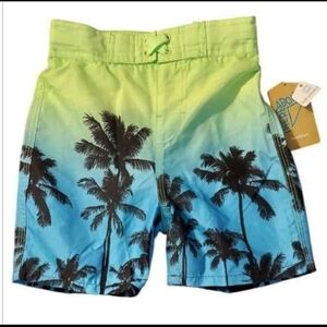 NWT BOYS Thereabouts Summer Lime Palm Tree Swim Board Shorts sz Regular & Huskey